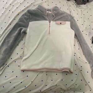 Fuzzy Zip-down Crewneck